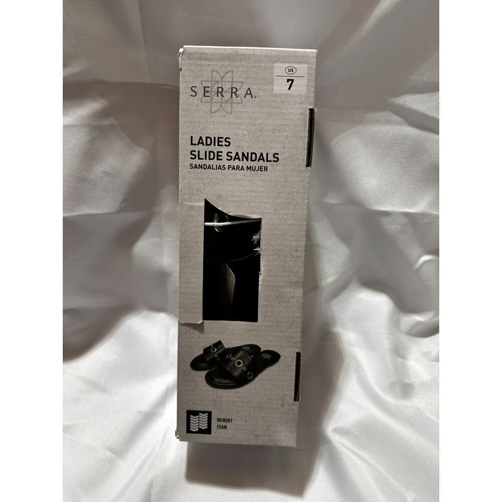 NEW Serra Women's Slide Sandals Memory Foam Black Size 9 WRONG BOX